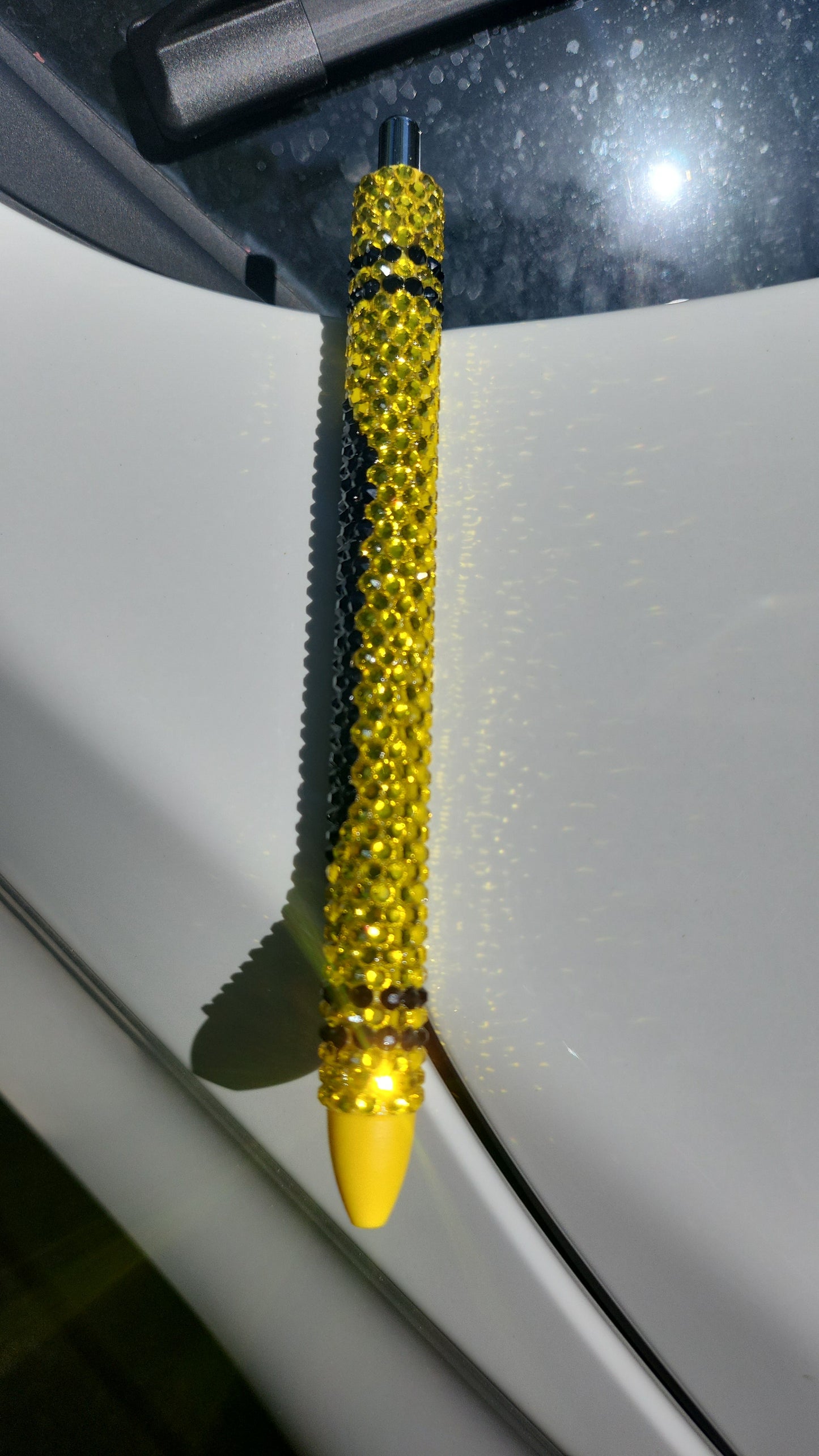 Yellow crayon rhinestone pen